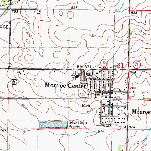 Topographic Map of Monroe Center Grade School, IL