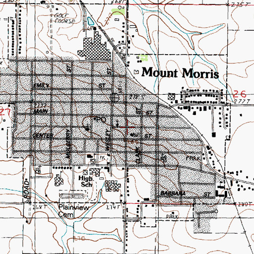 Topographic Map of Mount Morris Public Library, IL