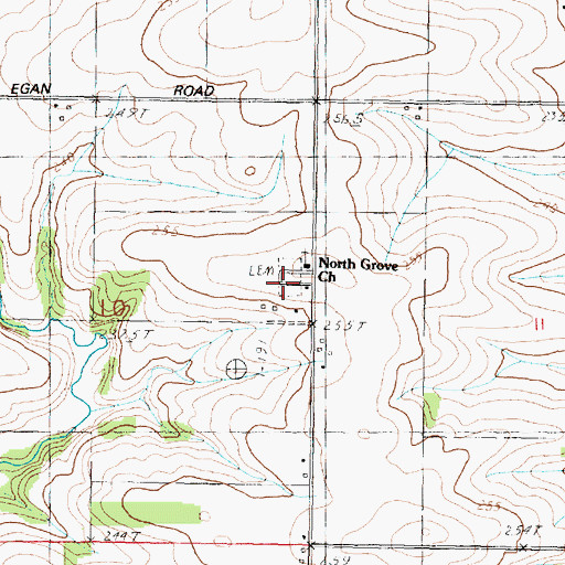 Topographic Map of North Grove Christian Cemetery, IL