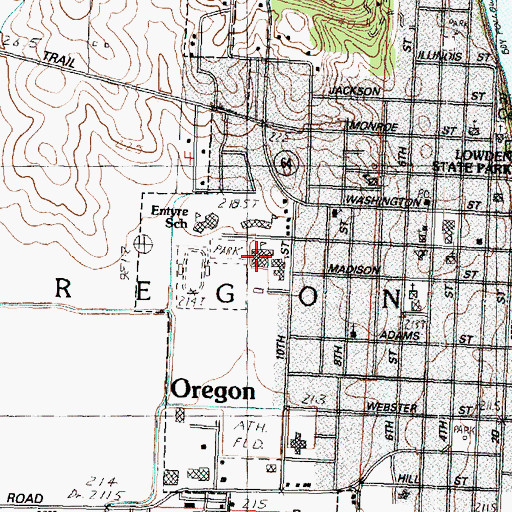 Topographic Map of Oregon High School, IL