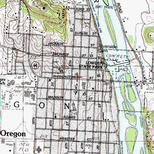 Topographic Map of Oregon Post Office, IL