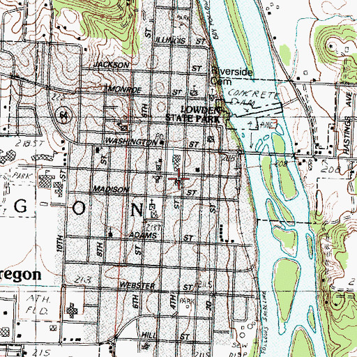 Topographic Map of Oregon United Methodist Church, IL
