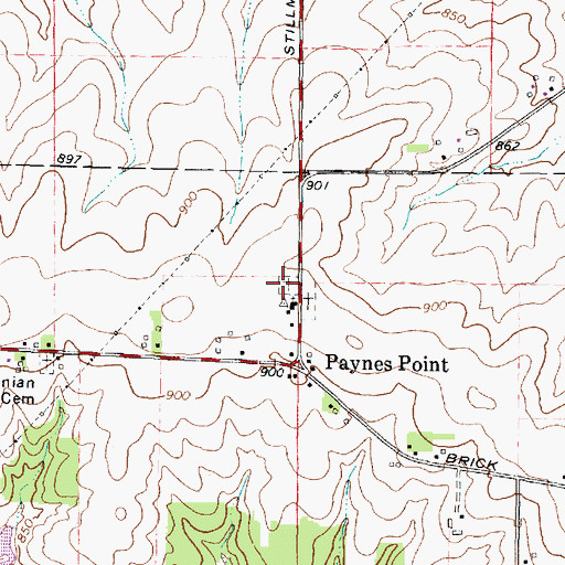 Topographic Map of Paynes Point Lutheran Cemetery, IL