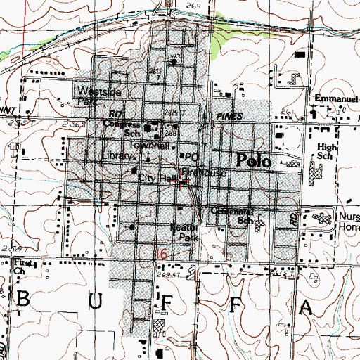 Topographic Map of Polo City Hall, IL