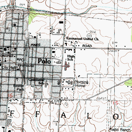 Topographic Map of Polo Community High School, IL