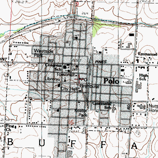 Topographic Map of Polo Post Office, IL