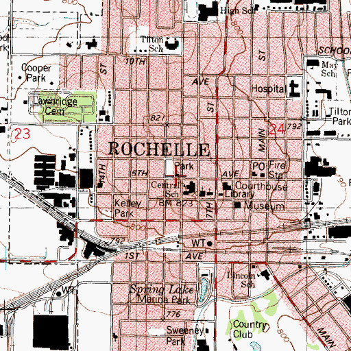 Topographic Map of Rochelle Baptist Church, IL