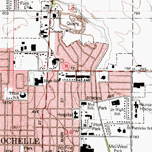 Topographic Map of Rochelle Commons Shopping Center, IL