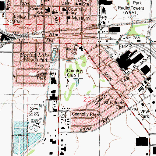 Topographic Map of Rochelle Country Club, IL