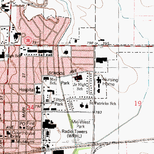 Topographic Map of Rochelle Junior High School, IL