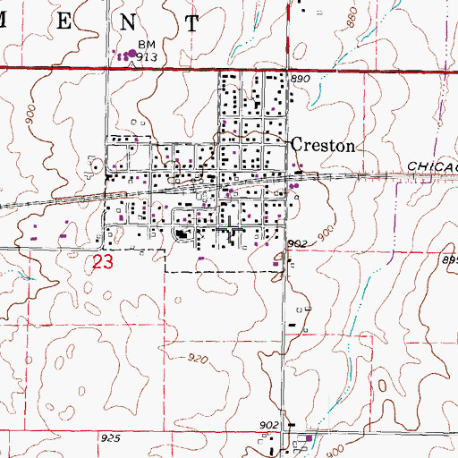 Topographic Map of Saint Johns Lutheran Church, IL
