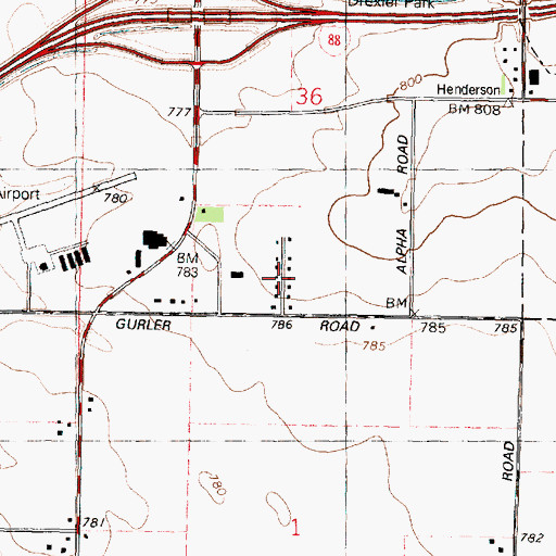 Topographic Map of Southgate, IL