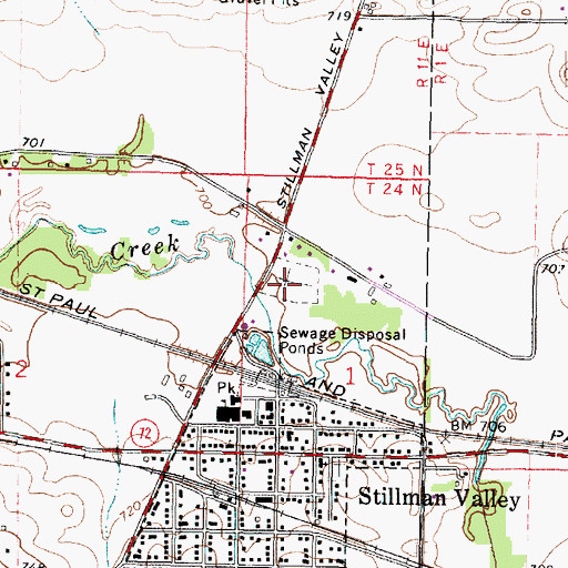 Topographic Map of Stillman Valley Cemetery, IL