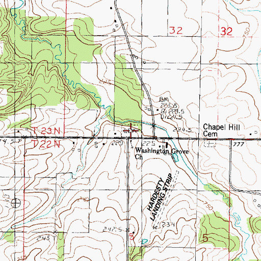 Topographic Map of Washington Grove Cemetery, IL