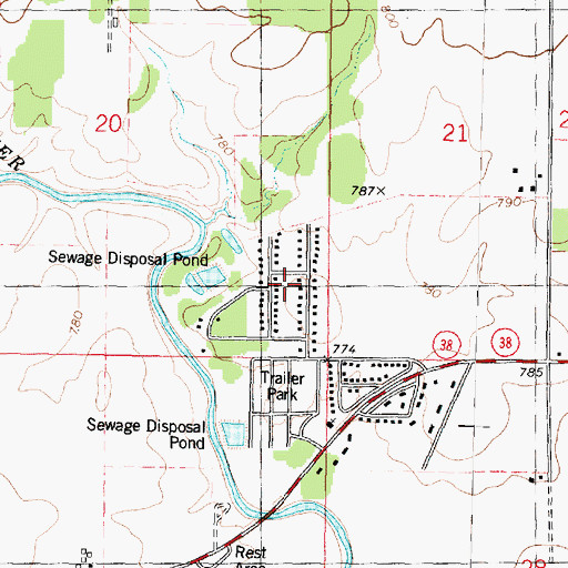 Topographic Map of Woodland Acres, IL