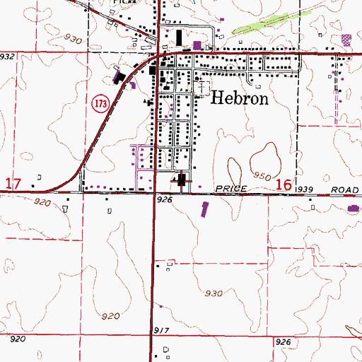 Topographic Map of Alden-Hebron High School, IL