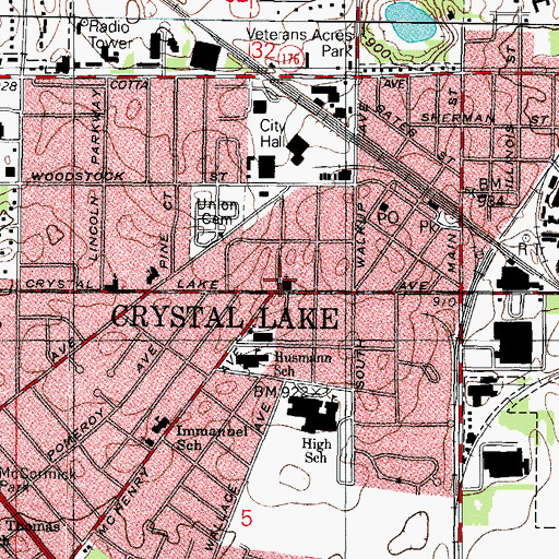 Topographic Map of Bethany Lutheran Church, IL