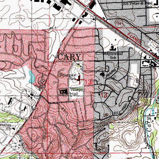 Topographic Map of Briargate Elementary School, IL