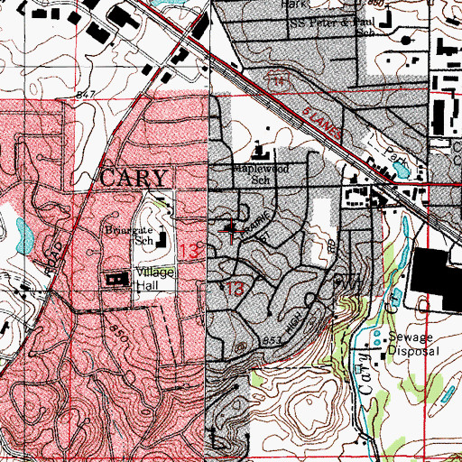 Topographic Map of Cary-Grove Evangelical Free Church, IL