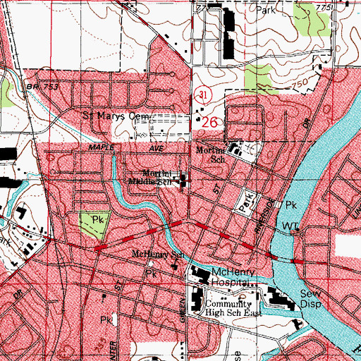 Topographic Map of Church of Saint Mary of the Assumption, IL