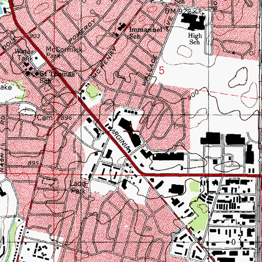 Topographic Map of Country Corners Shopping Center, IL