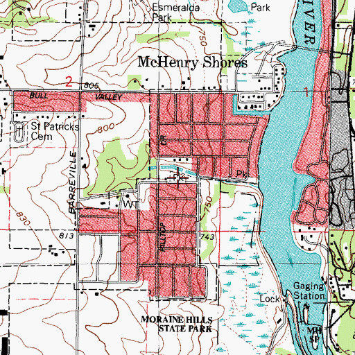 Topographic Map of Creekside Park, IL