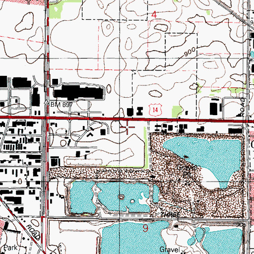 Topographic Map of Crystal Court Shopping Center, IL