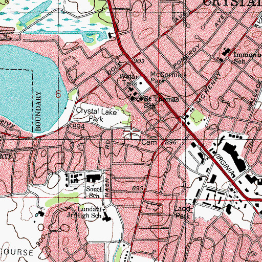 Topographic Map of Crystal Lake Cemetery, IL