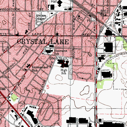 Topographic Map of Crystal Lake Central High School, IL