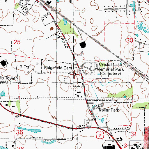 Topographic Map of Crystal Lake Christian Church, IL