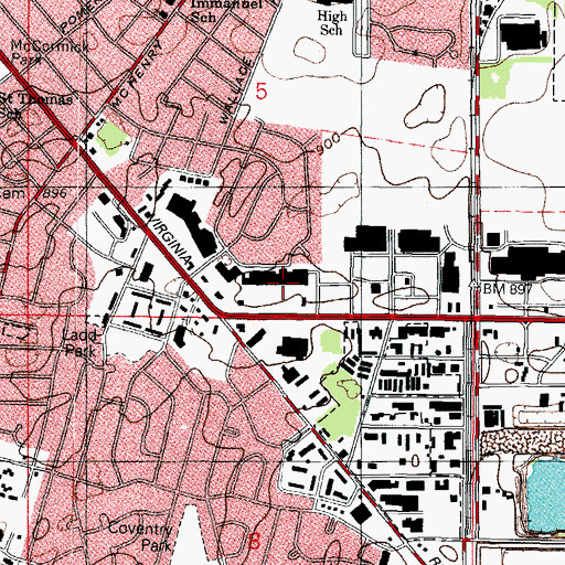 Topographic Map of Crystal Lake Plaza Shopping Center, IL