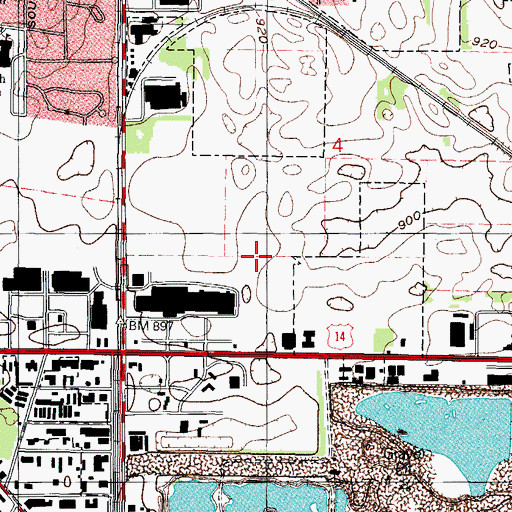 Topographic Map of Crystal Lake Post Office, IL