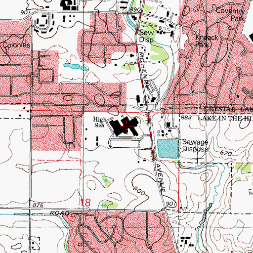 Topographic Map of Crystal Lake South High School, IL