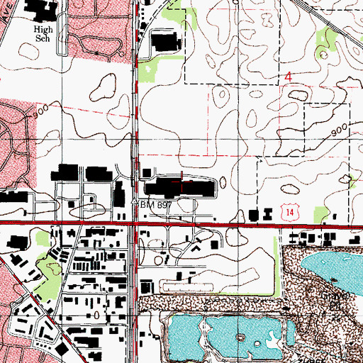 Topographic Map of Crystal Point Mall Shopping Center, IL