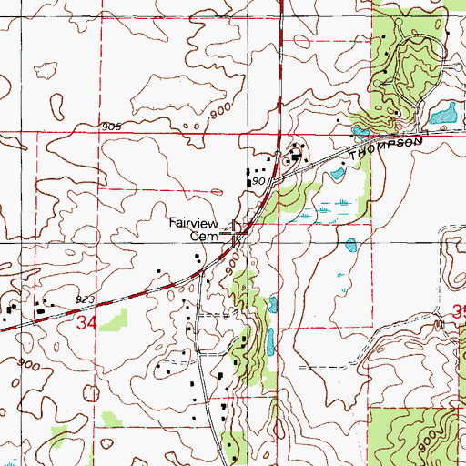 Topographic Map of Fairview Cemetery, IL