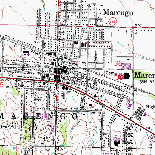 Topographic Map of First Baptist Church, IL
