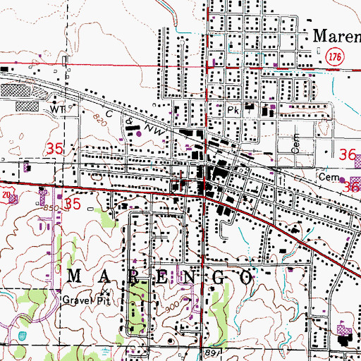 Topographic Map of First Presbyterian Church, IL