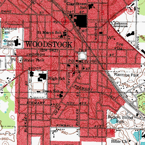 Topographic Map of First United Methodist Church, IL
