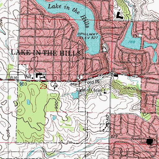 Topographic Map of Ford School (historical), IL