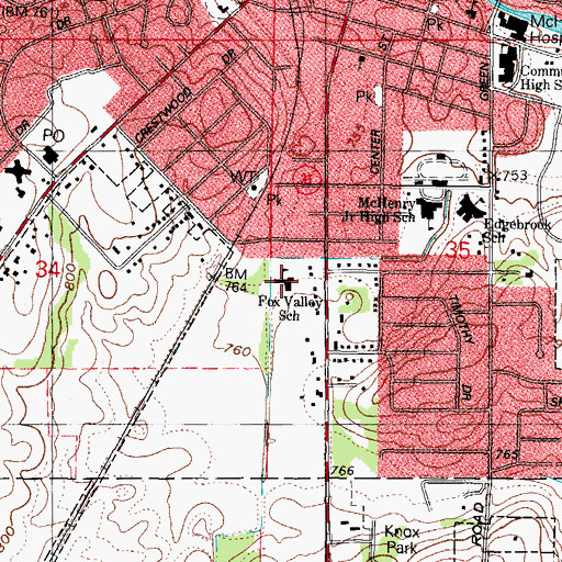 Topographic Map of Fox Valley Christian School, IL