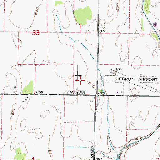 Topographic Map of Hebron Airport (historical), IL