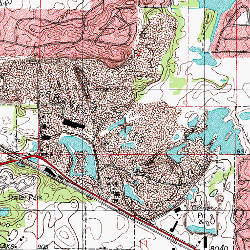 Topographic Map of Hollows Park, IL