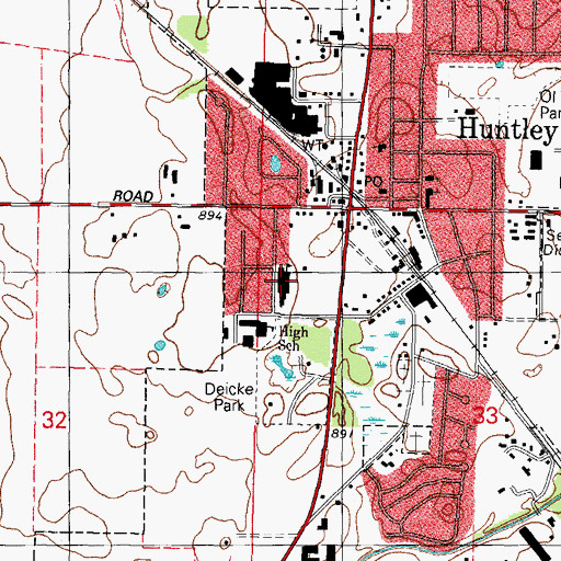 Topographic Map of Huntley Elementary School, IL