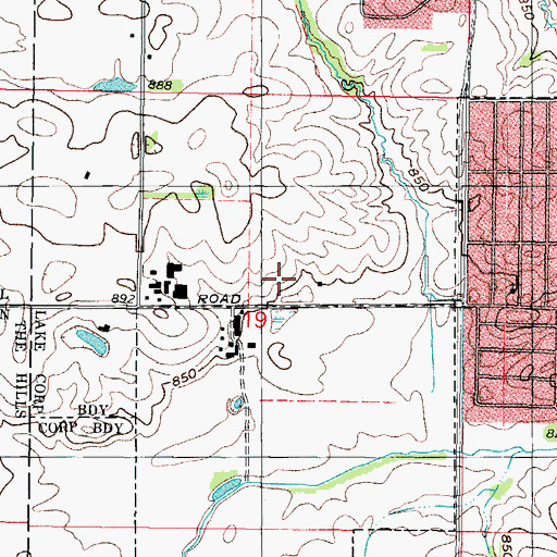 Topographic Map of Indian Prairie Park, IL