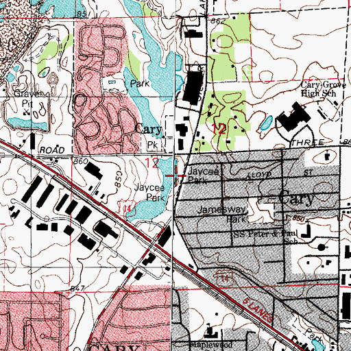 Topographic Map of Jaycee Park, IL