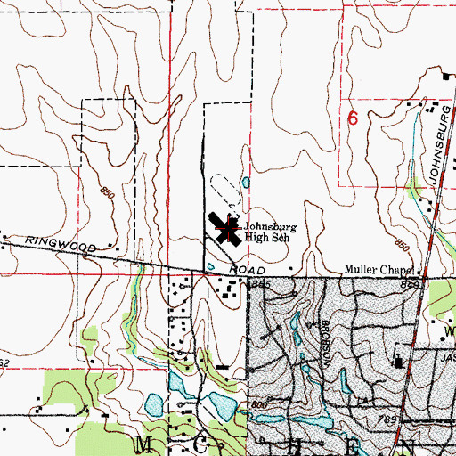 Topographic Map of Johnsburg High School, IL