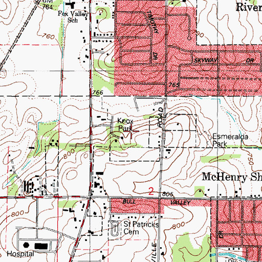Topographic Map of Knox Park, IL