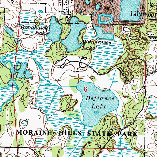 Topographic Map of Lake Defiance Nature Trail, IL