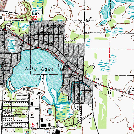 Topographic Map of Lakemoor City Hall, IL