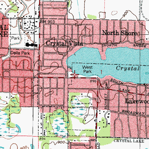 Topographic Map of Lakewood Village Hall, IL